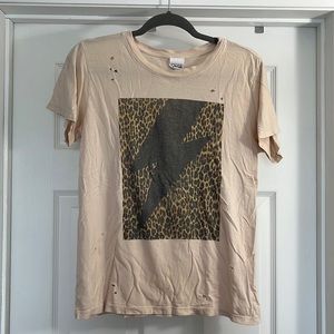 LETLUV Lightening Bolt Graphic Tee with Distressing